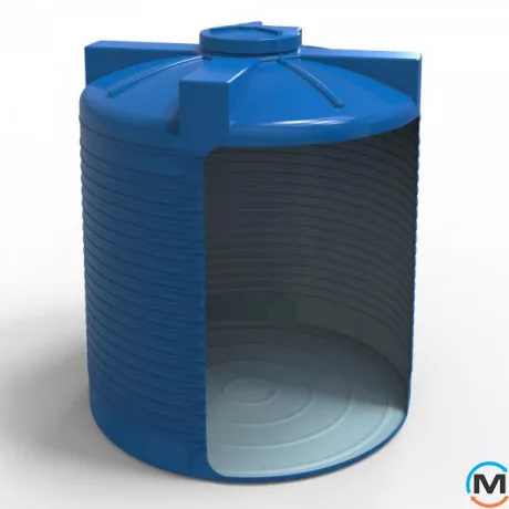 Ємність накопичувальна Євро Пласт харчова Стандартна Ø 1860*2160 2-ш. синя 5000 л. вертикальна, фото , зображення 2