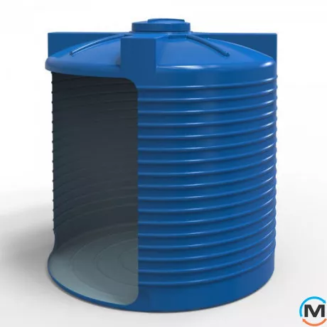 Емкость накопительная Евро Пласт пищевая Стандартная Ø 2160*2400 2-ш. синяя 7500 л. вертикальная, фото , изображение 2