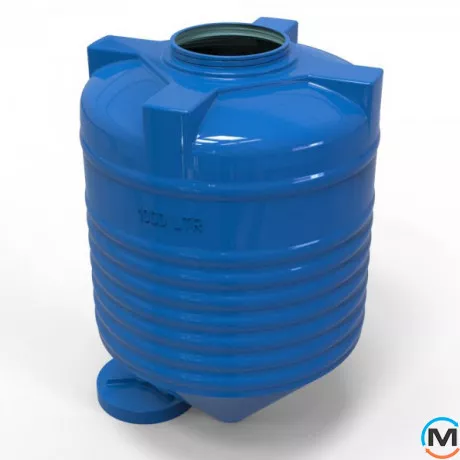 Емкость накопительная Евро Пласт пищевая Конус Ø1060*1660 2-ш синяя 1000 л., фото 
