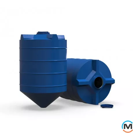 Емкость накопительная Евро Пласт пищевая Конус Ø1330*2120 2-ш синяя 2000 л., фото 