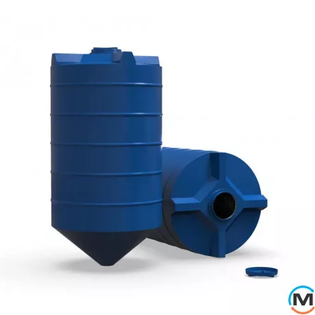 Емкость накопительная Евро Пласт пищевая Конус Ø1330*2580 2-ш синяя 2500 л., фото , изображение 4