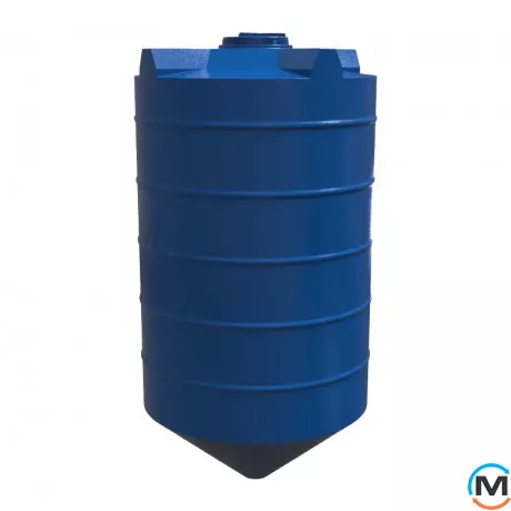 Емкость накопительная Евро Пласт пищевая Конус Ø1330*2580 2-ш синяя 2500 л., фото 