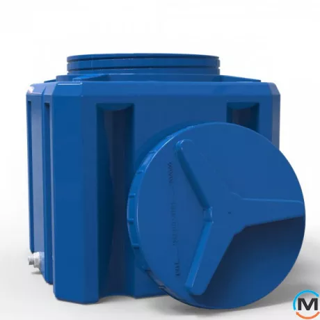 Емкость накопительная Евро Пласт пищевая Куб 500*500*510 2-ш. синяя 100 л. прямоугольная, фото , изображение 2