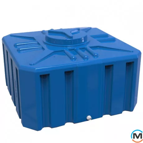 Емкость накопительная Евро Пласт пищевая Куб 990*990*600 2-ш. синяя 500 л. прямоугольная, фото 