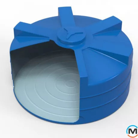 Місткість накопичувальна Євро Пласт харчова Низька Ø 1000*850 2-ш. синя 500 л. вертикальна, фото 