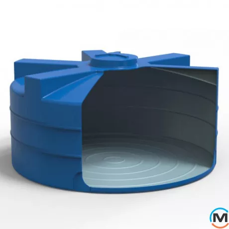 Місткість накопичувальна Євро Пласт харчова Низька Ø 1000*850 2-ш. синя 500 л. вертикальна, фото , зображення 2