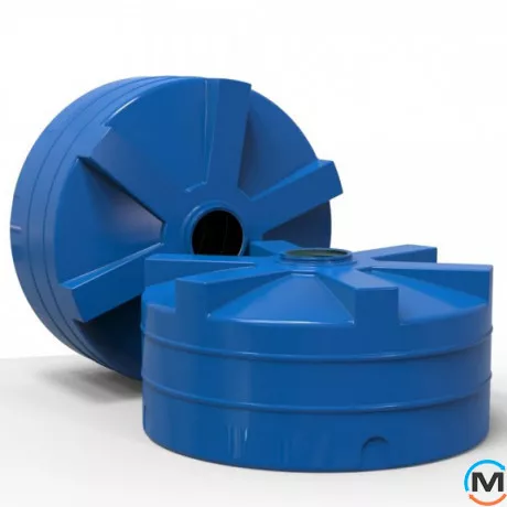 Емкость накопительная Евро Пласт пищевая Низкая Ø 2420*1290 2-ш. синяя 5000 л. вертикальная, фото , изображение 4