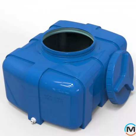 Емкость накопительная Евро Пласт пищевая Овал 800*590*450 2-ш. синяя 150 л. прямоугольная, фото , изображение 2