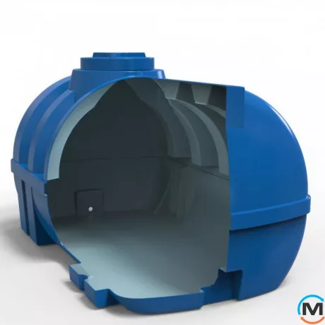 Емкость накопительная Евро Пласт пищевая Ребро 1910*1250*1130 2-ш. синяя 1500 л. горизонтальная, фото , изображение 2