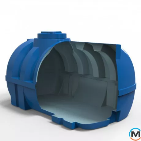 Емкость накопительная Евро Пласт пищевая Ребро 1910*1250*1130 2-ш. синяя 1500 л. горизонтальная, фото , изображение 3