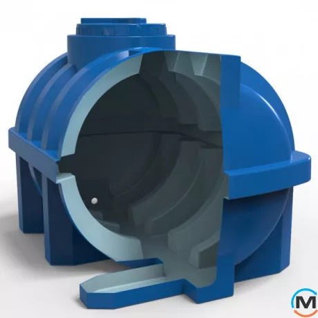 Ємність накопичувальна Євро Пласт харчова Ребро 1230*870*950 2-ш. синя 500 л. горизонтальна, фото , зображення 2