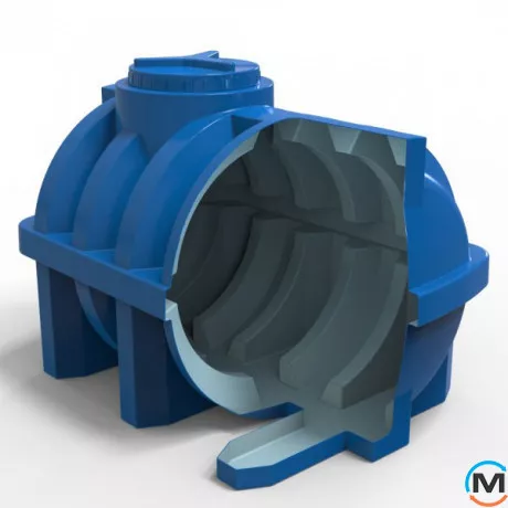 Ємність накопичувальна Євро Пласт харчова Ребро 1230*870*950 2-ш. синя 500 л. горизонтальна, фото , зображення 3