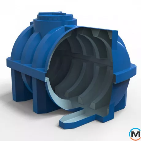 Ємність накопичувальна Євро Пласт харчова Ребро 1230*870*950 2-ш. синя 500 л. горизонтальна, фото , зображення 4