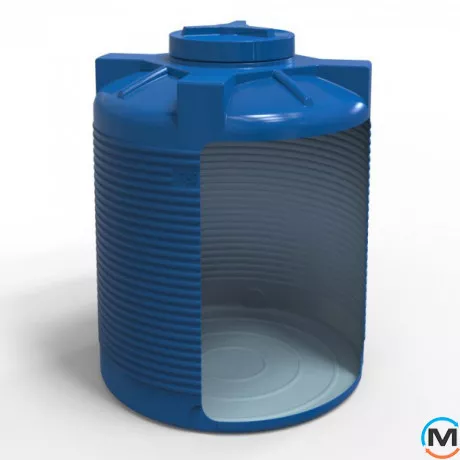 Емкость накопительная Евро Пласт пищевая Стандартная Z Ø 980*1210 2-ш. синяя 750 л. вертикальная, фото , изображение 2