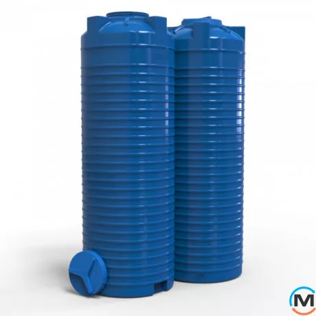 Емкость накопительная Евро Пласт пищевая Высокая Ø 790*2280 2-ш. синяя 1000 л. вертикальная, фото , изображение 2