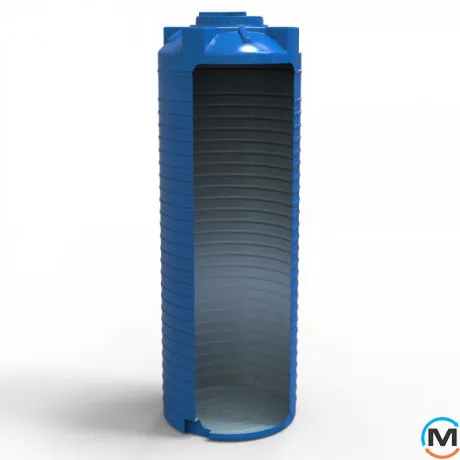 Емкость накопительная Евро Пласт пищевая Высокая Ø 790*2280 2-ш. синяя 1000 л. вертикальная, фото , изображение 3