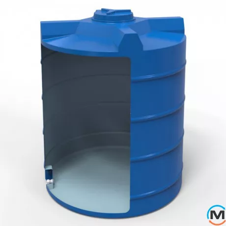 Ємність накопичувальна Євро Пласт харчова Висока Ø 1330*1650 2-ш. синя 1900 л. вертикальна, фото , зображення 2