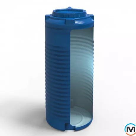 Ємність накопичувальна Євро Пласт харчова Висока Ø 502*1220 2-ш. синя 200 л. вертикальна, фото , зображення 3