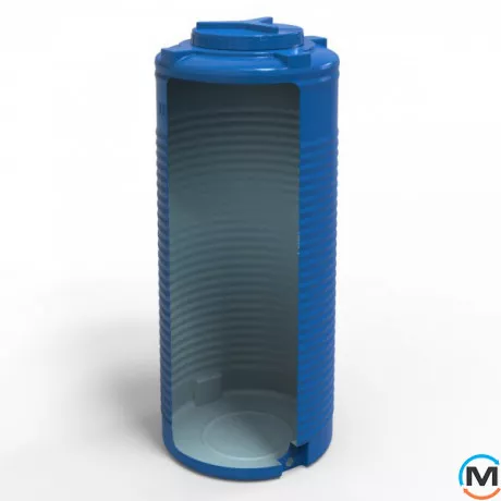 Емкость накопительная Евро Пласт пищевая Высокая Ø 590*1460 2-ш. синяя 300 л. вертикальная, фото , изображение 2