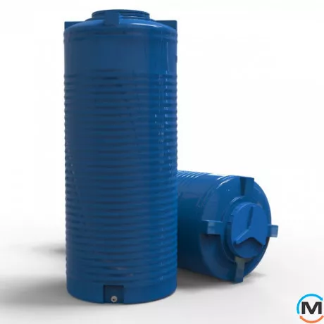 Ємність накопичувальна Євро Пласт харчова Висока Ø 690*1710 2-ш. синя 500 л. вертикальна, фото , зображення 3