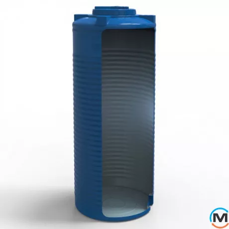 Ємність накопичувальна Євро Пласт харчова Висока Ø 690*1710 2-ш. синя 500 л. вертикальна, фото , зображення 4