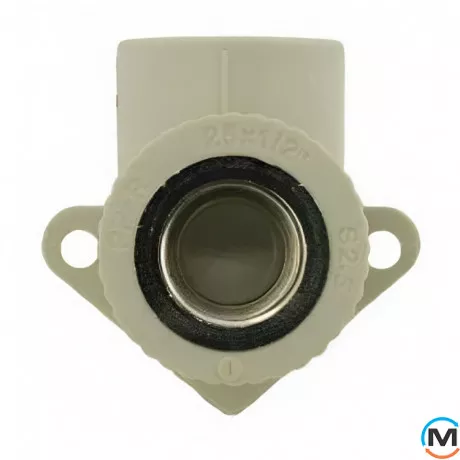 Настінне коліно із металом. внутрішнім різьбленням ASG 20*1/2" ППР (Сірий), фото , зображення 3