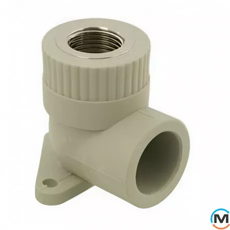 Настінне коліно із металом. внутрішнім різьбленням ASG 20*1/2" ППР (Сірий), фото 