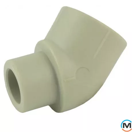 Колено ППР (Серый) 20x45 внутреннее/наружное ASG, Диаметр (мм): 20, Угол: 45, фото 