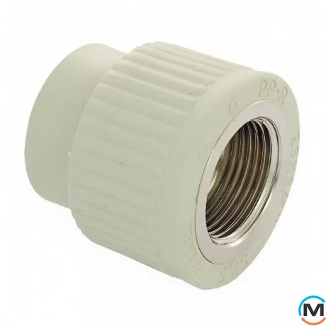 Муфта ППР ASG 25х1/2" ВР (Білий), Тип різьблення: Внутрішня, Діаметр різьблення: 1/2", Діаметр (мм): 25, фото 