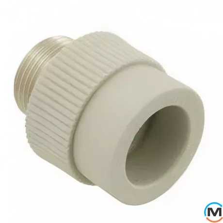 Перехідник із метал. зовнішнім різьбленням ASG 25х1/2" ППР (Сірий), Тип різьблення: Зовнішня, Діаметр різьблення: 1/2", Діаметр (мм): 25, фото 