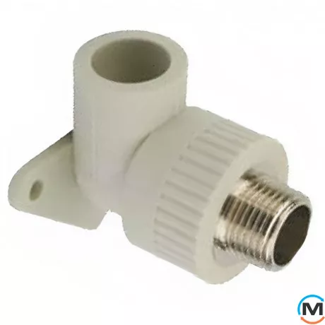 Настінні коліна із металом. різьбленням зовнішнім ASG 25х3/4 ППР (Сірий), фото 