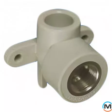 Настінне коліно з металом. внутрішнім різьбленням ASG 25х3/4" ППР (Сірий), Тип різьблення: Внутрішня, Діаметр різьблення: 3/4", Діаметр (мм): 25, фото 