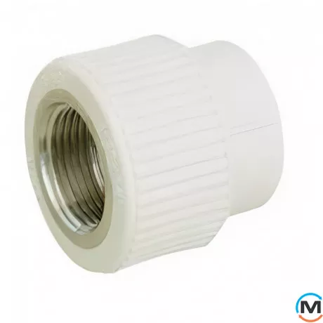 Муфта ППР ASG 25х3,4" (Белый) ВР, Тип резьбы: Внутренняя, Диаметр резьбы: 3/4", Диаметр (мм): 25, фото 