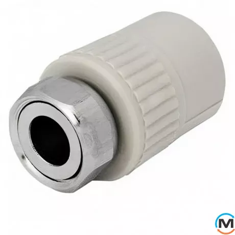 Муфта ППР ASG с накидной гайкой 20х3/4" (Белый), Диаметр резьбы: 3/4", Диаметр (мм): 20, фото , изображение 2