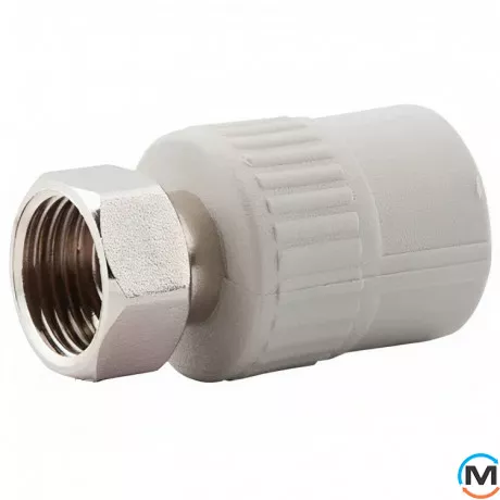 Муфта ППР ASG с накидной гайкой 20х3/4" (Белый), Диаметр резьбы: 3/4", Диаметр (мм): 20, фото 