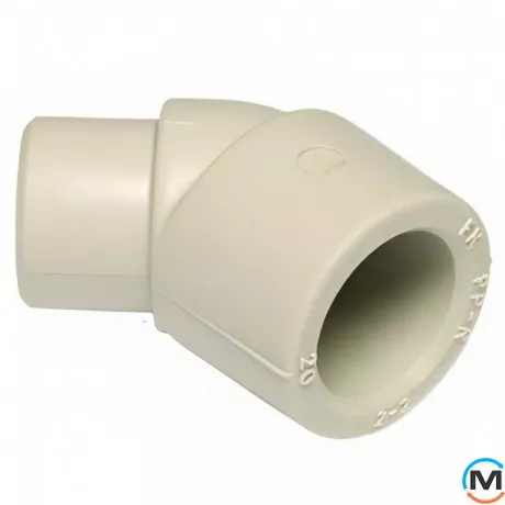 Колено ППР (Серый) 25x45 внутреннее/наружное ASG, Диаметр (мм): 25, Угол: 45, фото 