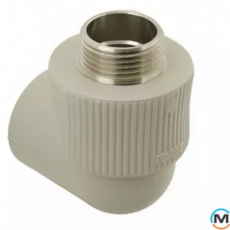 Коліно ASG із метал. зовнішнім різьбленням 20х1/2" ППР (Сірий), Тип різьблення: Зовнішня, Діаметр різьблення: 1/2", Діаметр (мм): 20, фото , зображення 2