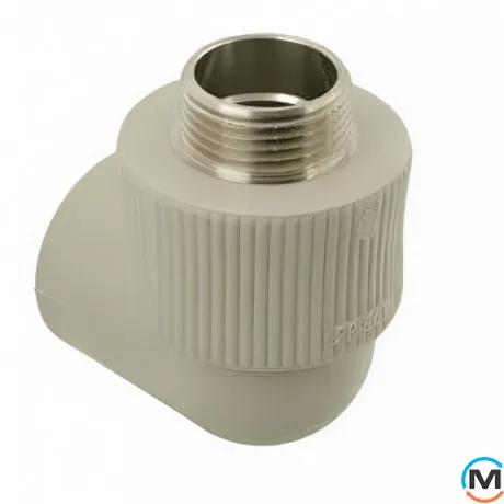 Коліно ASG із метал. зовнішнім різьбленням 32х1/2" ППР (Сірий), Тип різьблення: Зовнішня, Діаметр різьблення: 1", Діаметр (мм): 32, фото , зображення 3