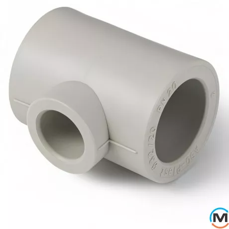 Тройник редуцированный ASG 40х32х40 (Белый) ППР, Модификация: 40х32х40, Диаметр (мм): 40, фото 