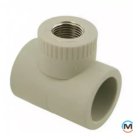 Тройник с металлической резьбой ASG 32х1/2" ППР (Серый), Тип резьбы: Внутренняя, Диаметр резьбы: 1/2", Диаметр (мм): 32, фото 