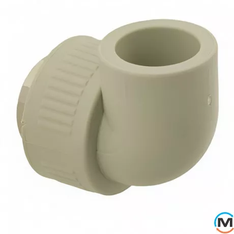 Коліно ASG із метал. внутрішнім різьбленням 32х3/4" ППР (Сірий), Тип різьблення: Внутрішня, Діаметр різьблення: 3/4", Діаметр (мм): 32, фото , зображення 2