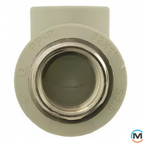 Коліно ASG із метал. внутрішнім різьбленням 32х1/2" ППР (Сірий), Тип різьблення: Внутрішня, Діаметр різьблення: 1/2", Діаметр (мм): 32, фото , зображення 3