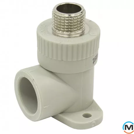 Коліно настінне ППР (Сірий) 25х1/2" ЗР ASG, Тип різьблення: Зовнішня, Діаметр різьблення: 1/2", Діаметр (мм): 25, фото 