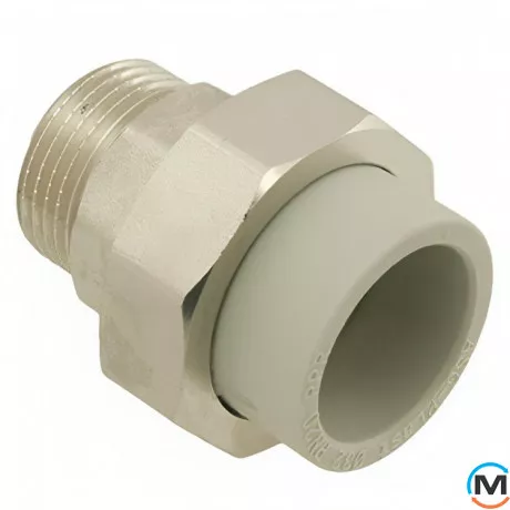 Американка ASG 50x6/4" зв. ППР (Сірий), Тип різьблення: Зовнішня, Діаметр різьблення: 6/4", Колір: Сірий, Діаметр (мм): 50, фото 