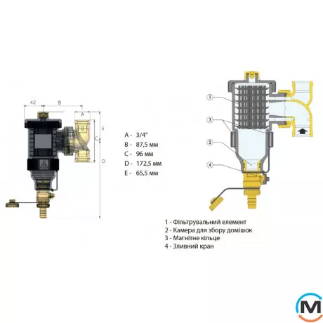 Магнитный проточный фильтр Tervix Pro Line MAGFIL 3/4", фото , изображение 2