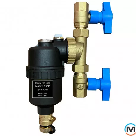Магнитный проточный фильтр с кранами Tervix Pro Line MAGFIL2 3/4", фото 