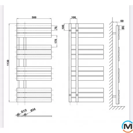 Дизайнерский полотенцесушитель ARTTIDESIGN Antibes 12/1130 белый, Цвет: Белый, Кол-во секций: 12, Высота (мм): 1130, фото , изображение 2