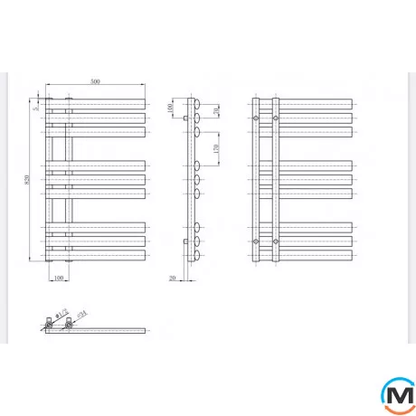 Дизайнерський сушка для рушників ARTTIDESIGN Grasse 9/820 чорний матовий, Колір: Чорний, фото , зображення 3