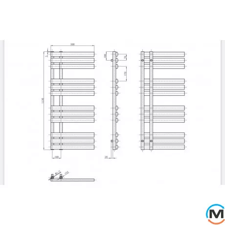 Дизайнерський сушка для рушників ARTTIDESIGN Grasse 12/1130 сірий матовий, Колір: Сірий, фото , зображення 3