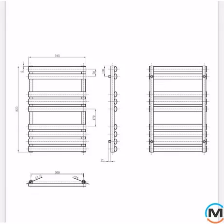 Дизайнерський сушка для рушників ARTTIDESIGN Miramar 9/820 сірий матовий, Колір: Сірий, Висота (мм): 820, Кількість секцій: 9, фото , зображення 3